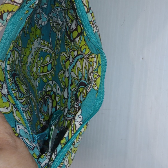 Vera Bradley Retired Pattern Peacock Green Teal Blue Small Shoulder Hobo Purse - Picture 5 of 12